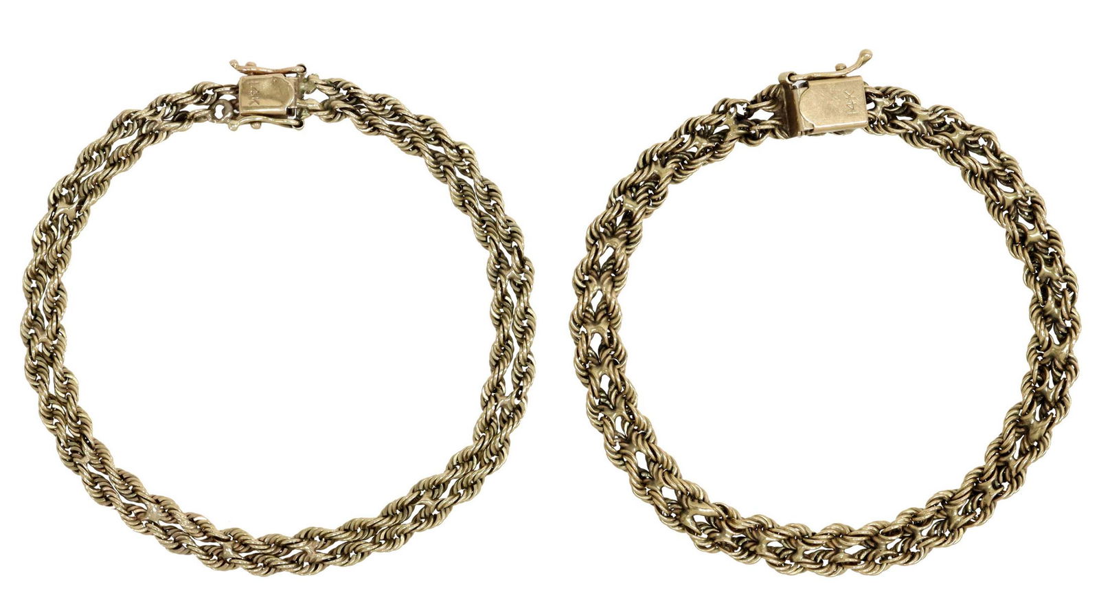 (2) ESTATE 14KT YELLOW GOLD WOVEN ROPE BRACELETS (1 of 5)