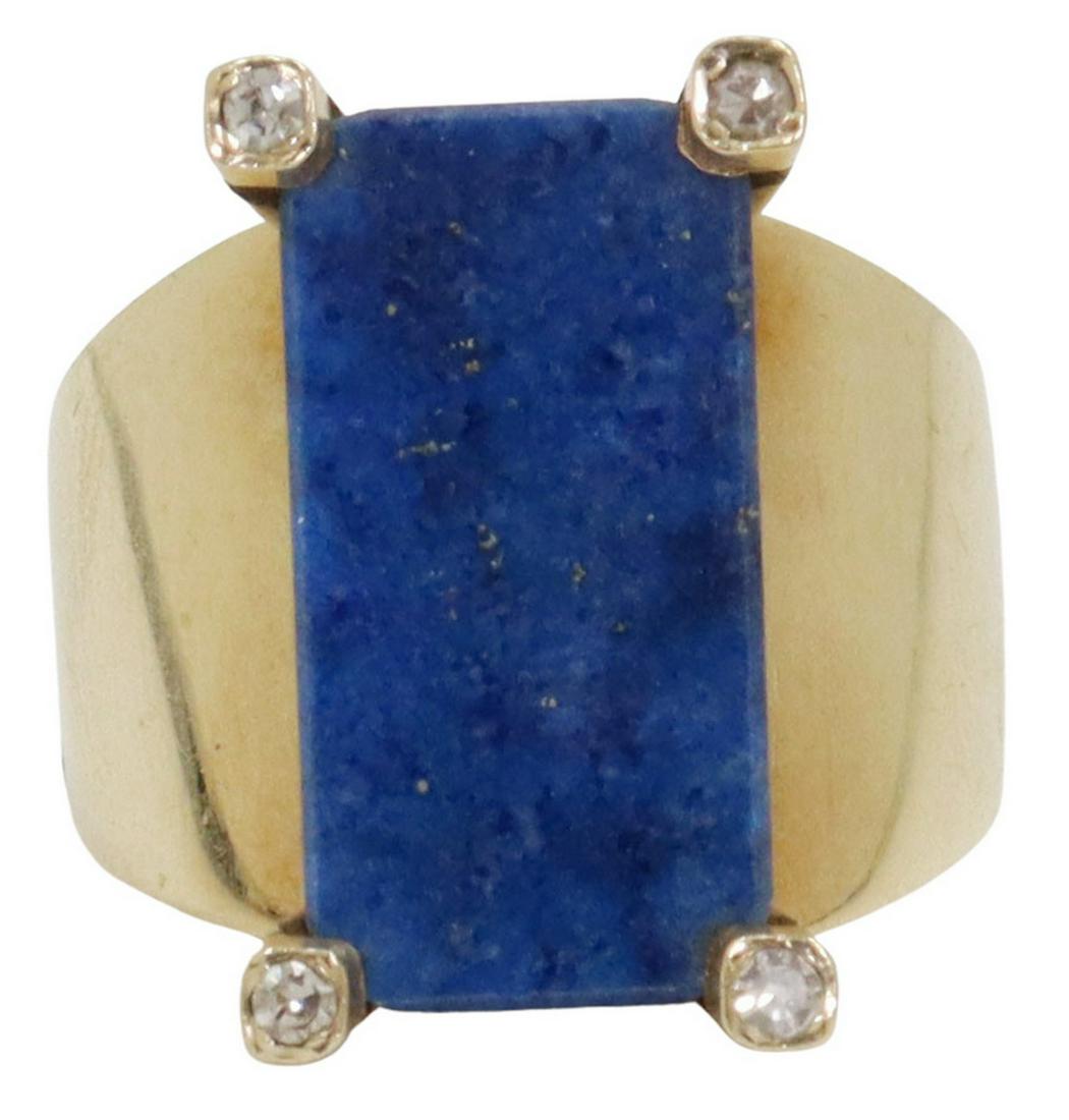 ESTATE 18KT GOLD LAPIS LAZULI & DIAMOND RING (1 of 5)
