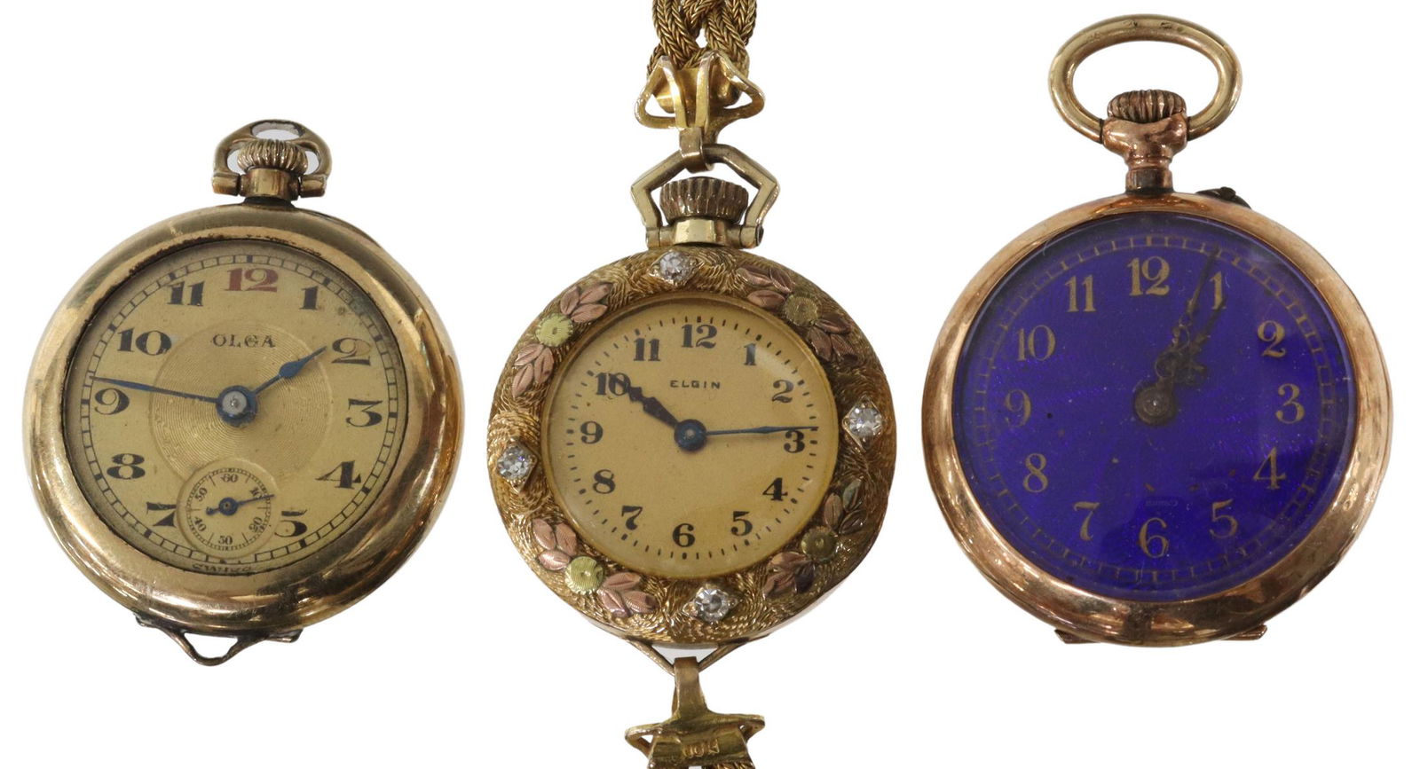 (3) LADIES WATCHES, ONE ELGIN DIAMOND & GOLD (1 of 10)