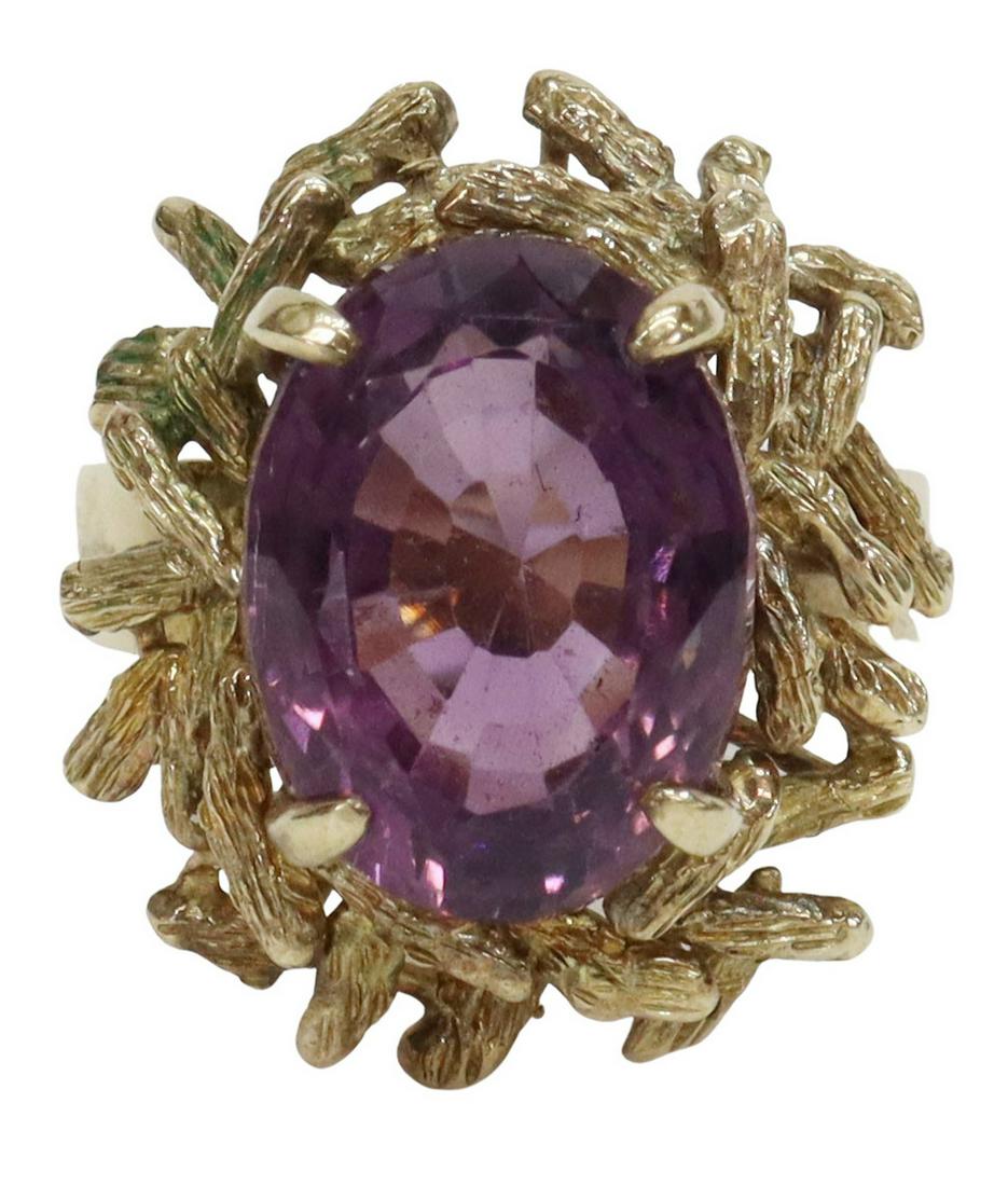 ESTATE MODERN 10KT YELLOW GOLD & AMETHYST RING (1 of 5)