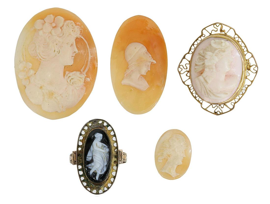 (5) UNMOUNTED SHELL CAMEOS & CAMEO JEWELRY (1 of 4)