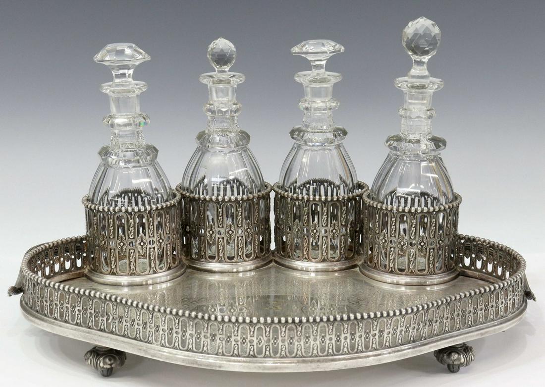 ODIOT PARIS SILVERPLATE FITTED DRINKS SERVICE TRAY (1 of 8)