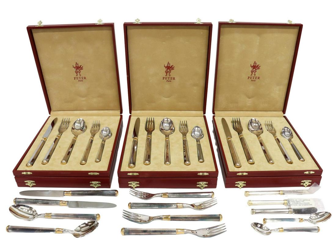 (43) PETER PARIS SILVER PLATE FLATWARE SERVICE (1 of 3)