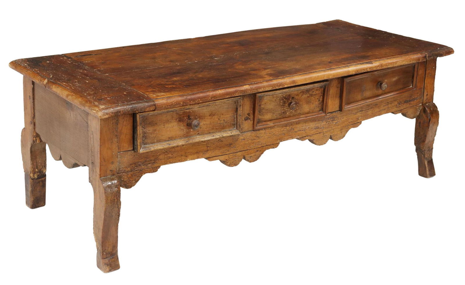 RUSTIC FRENCH PROVINCIAL WALNUT COFFEE TABLE (1 of 7)
