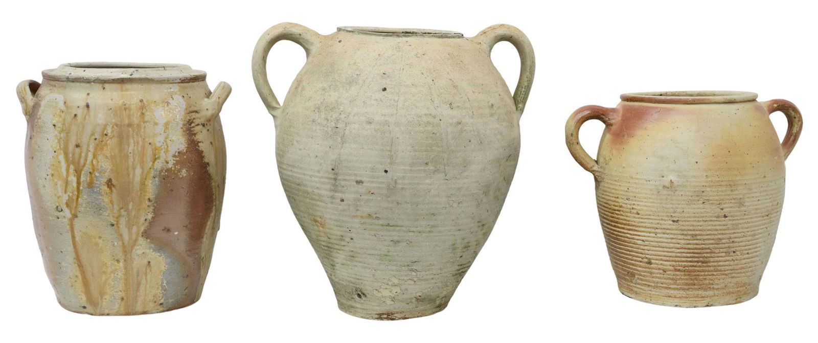 (3) FRENCH PROVINCIAL STONEWARE CROCKS & JUG (1 of 3)