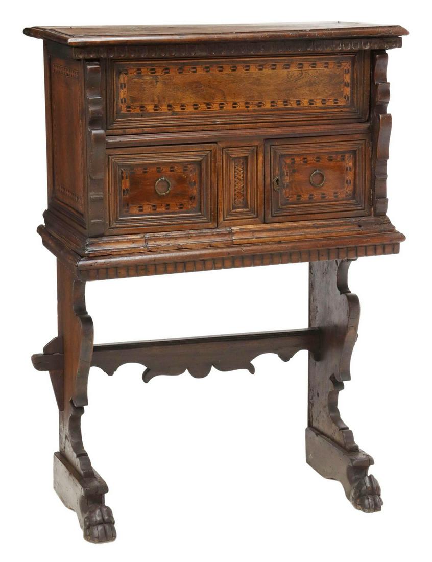 ITALIAN INLAID VARGUENO DOCUMENT CABINET ON STAND (1 of 6)
