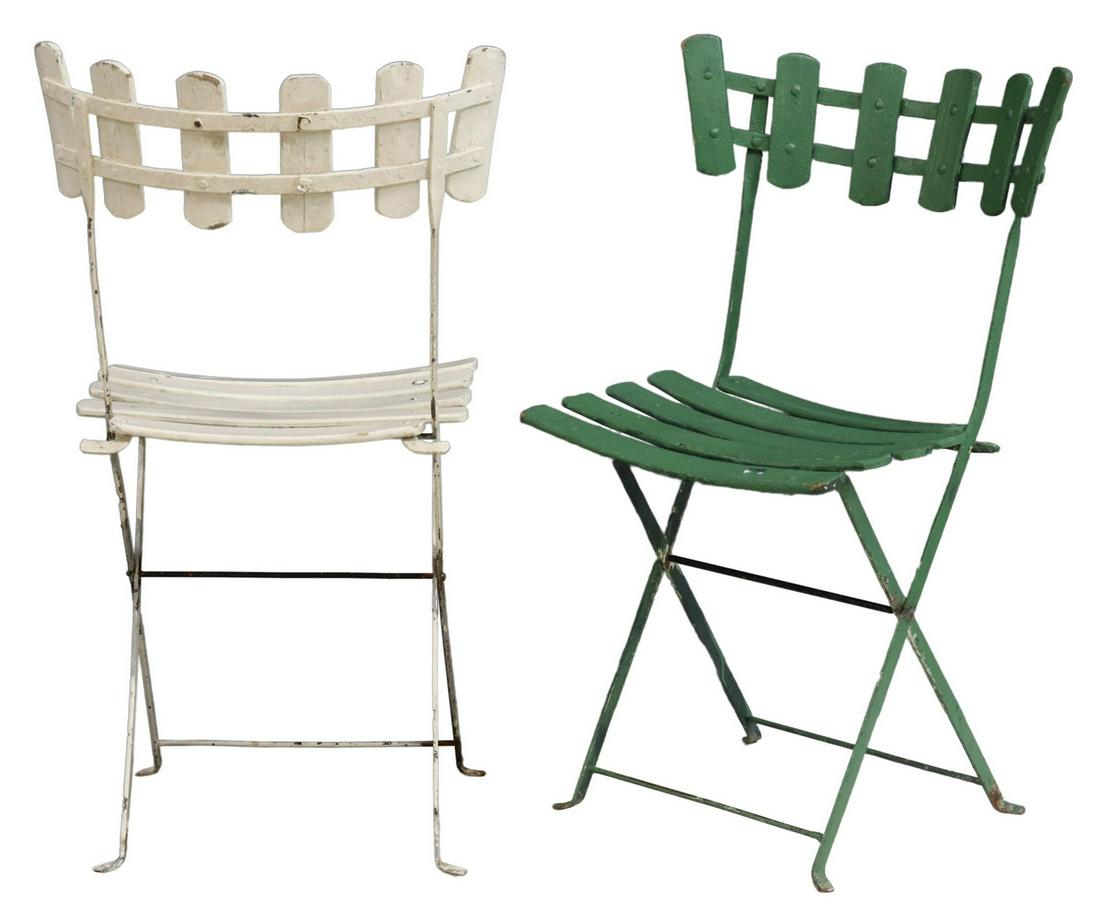 (10) FRENCH PAINTED FOLDING BISTRO GARDEN CHAIRS (1 of 4)