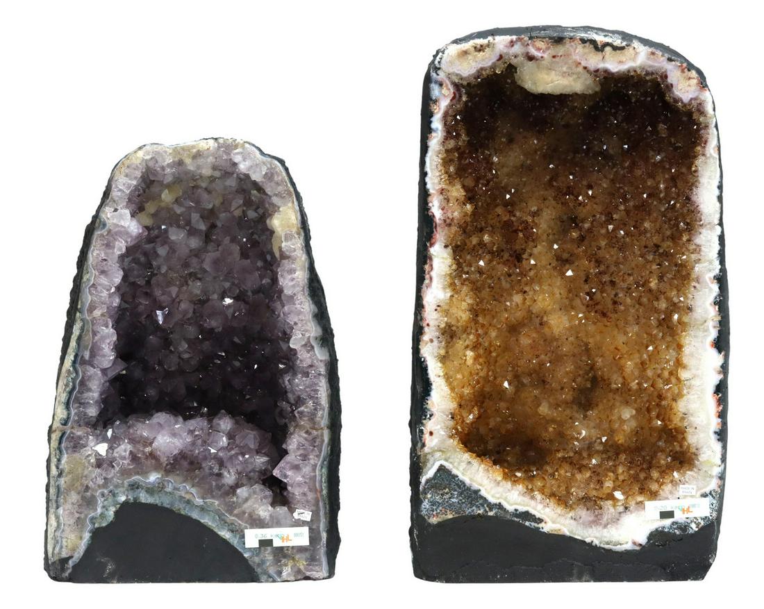 (2) AMETHYST AND CITRINE CATHEDRAL GEODES (1 of 2)