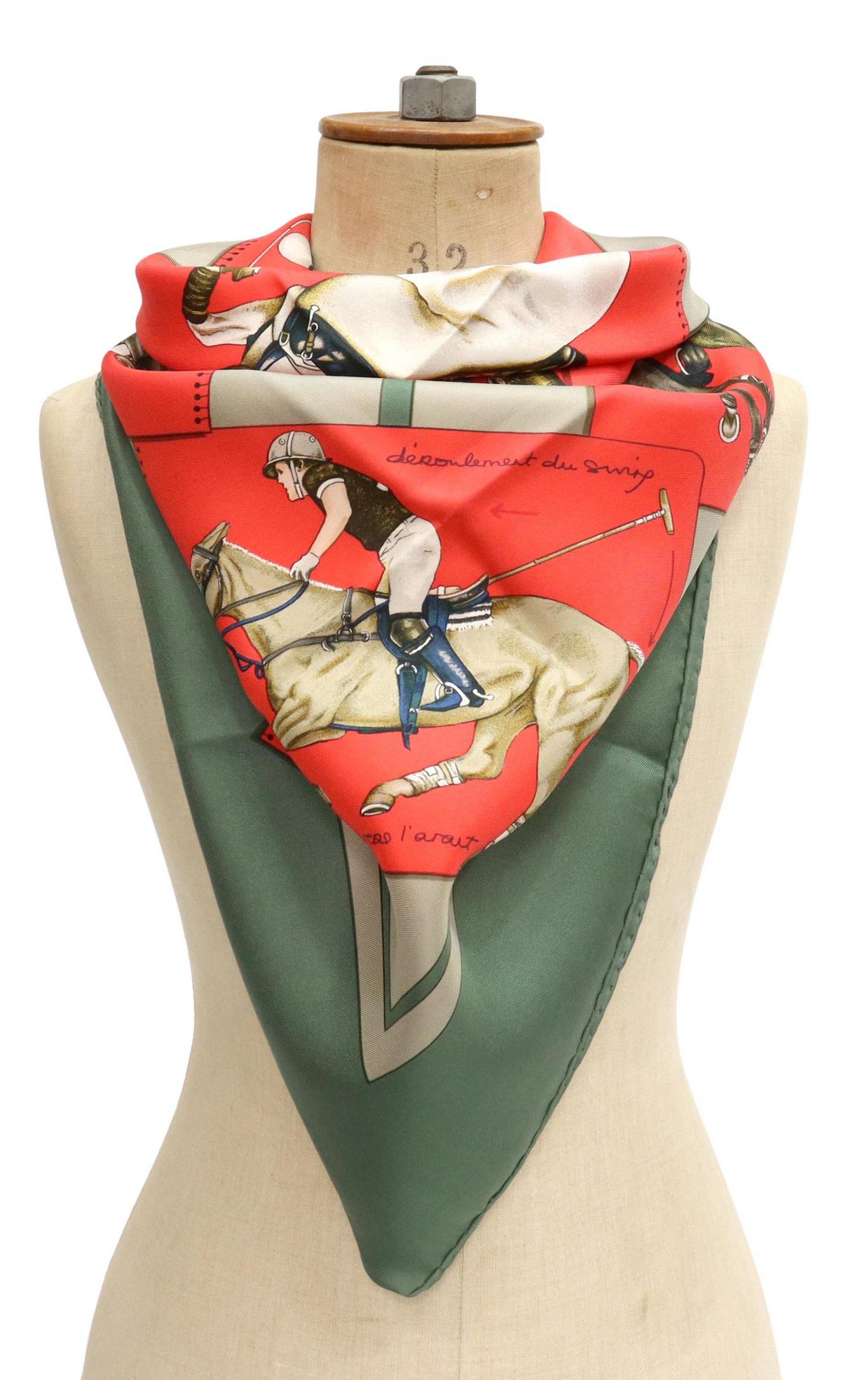 HERMES SILK TWILL SCARF, 'HERMES CUP PALM BEACH' (1 of 4)