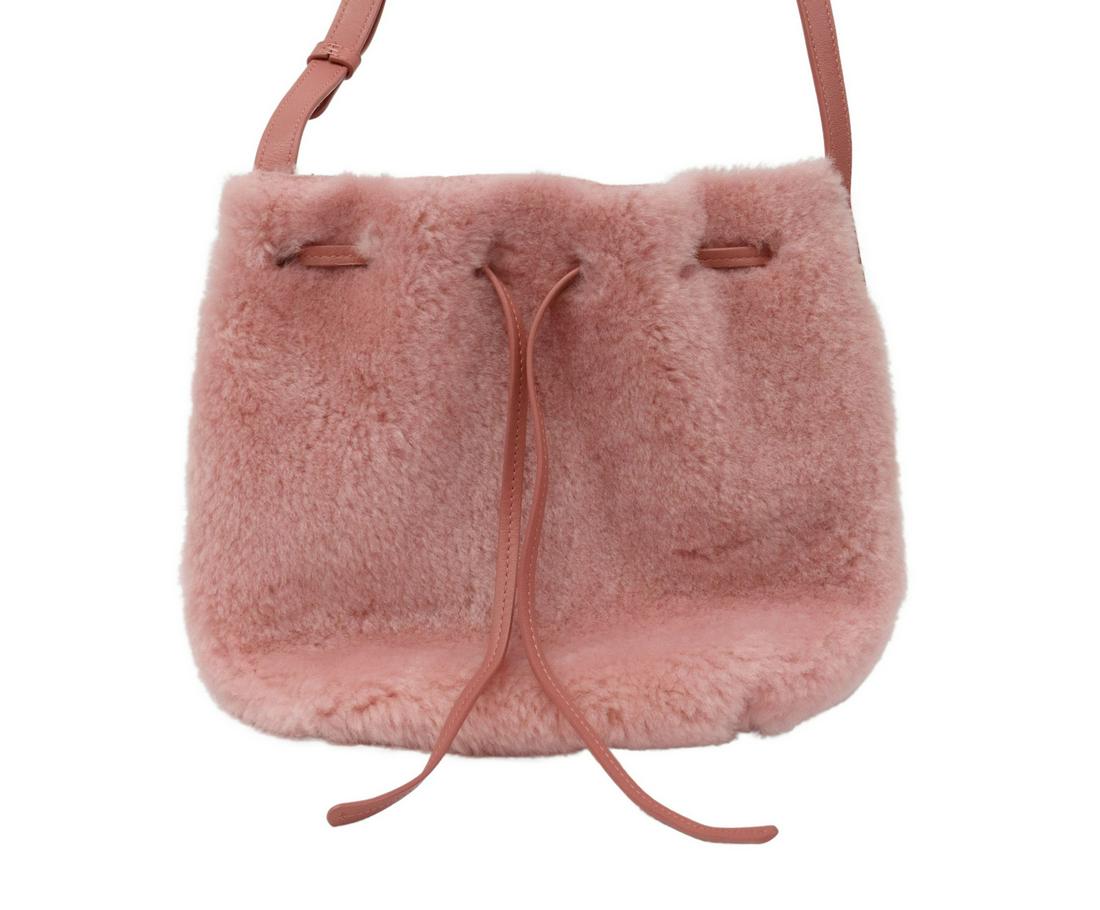 MANSUR GAVRIEL BLUSH SHEARLING MINI BUCKET BAG (1 of 6)