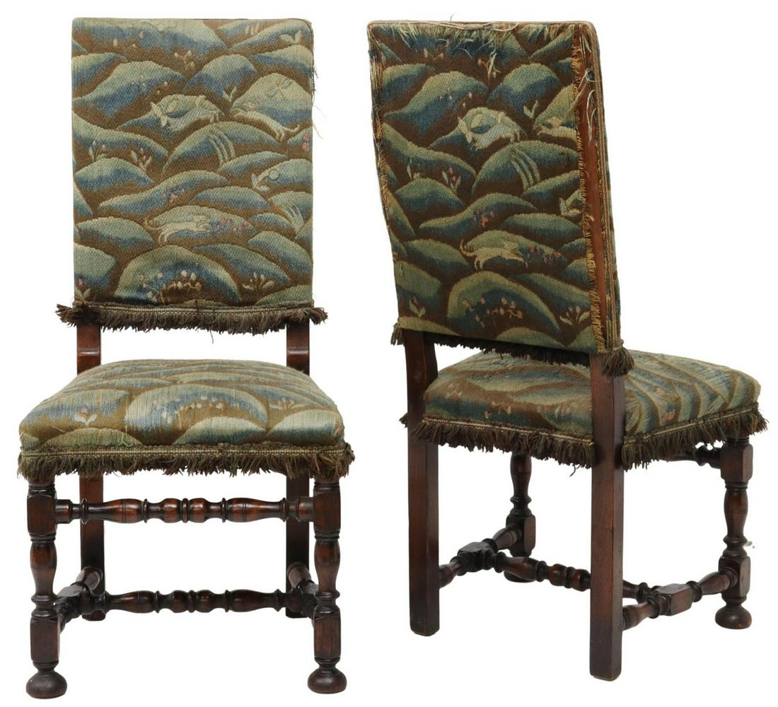(2) FLEMISH BAROQUE STYLE TAPESTRY CHAIRS, 18TH C. (1 of 2)