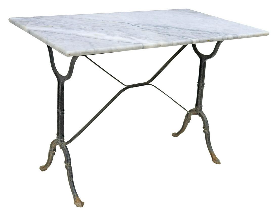 FRENCH PARISIAN MARBLE-TOP CAST IRON BISTRO TABLE (1 of 4)