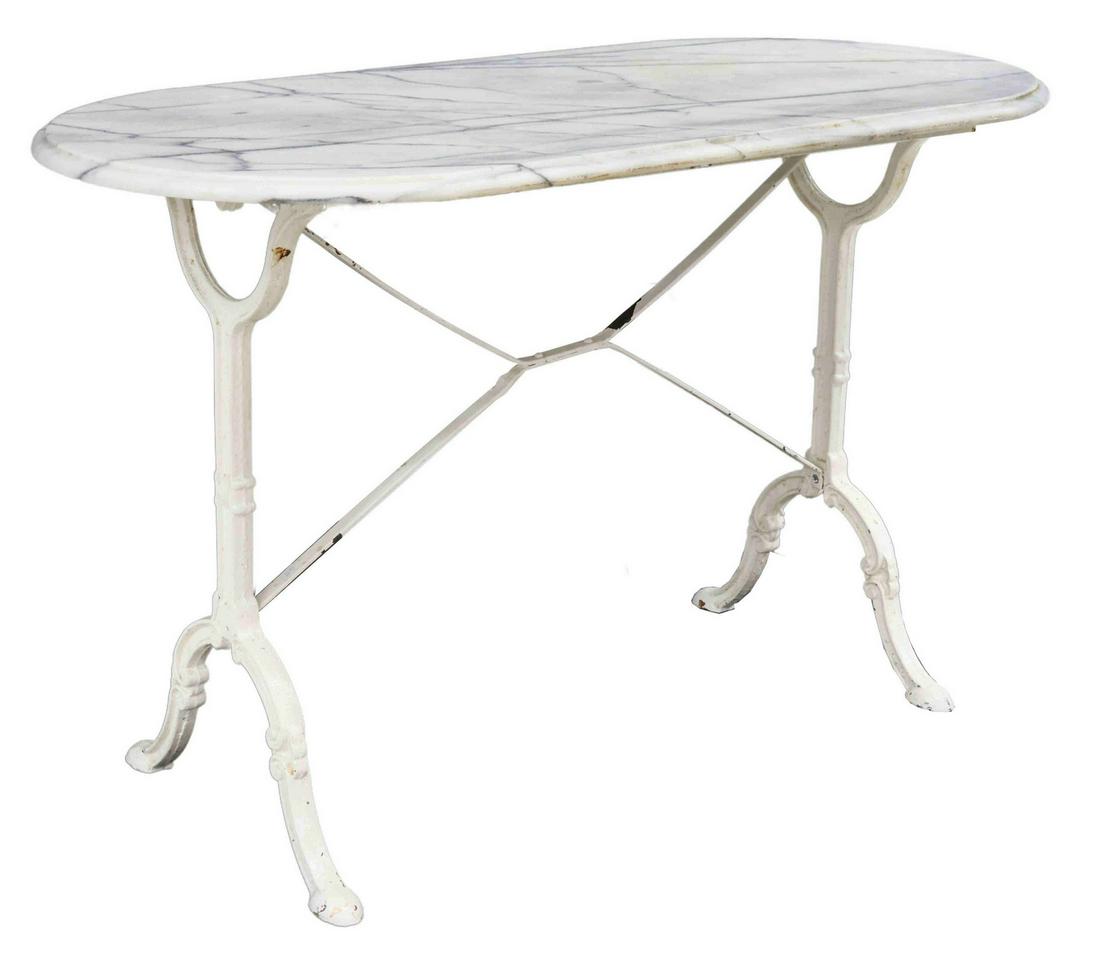 FRENCH PARISIAN MARBLE-TOP CAST IRON BISTRO TABLE (1 of 4)