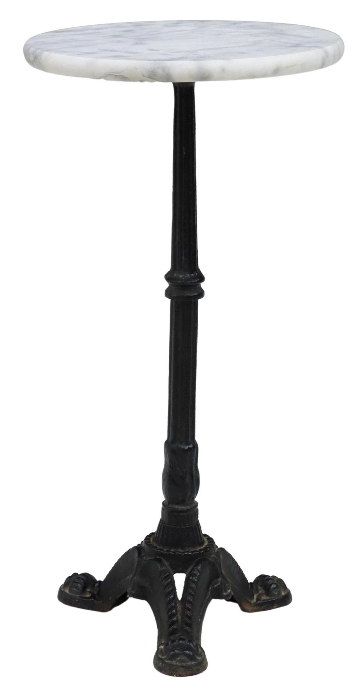 FRENCH MARBLE-TOP CAST IRON PEDESTAL STAND (1 of 3)