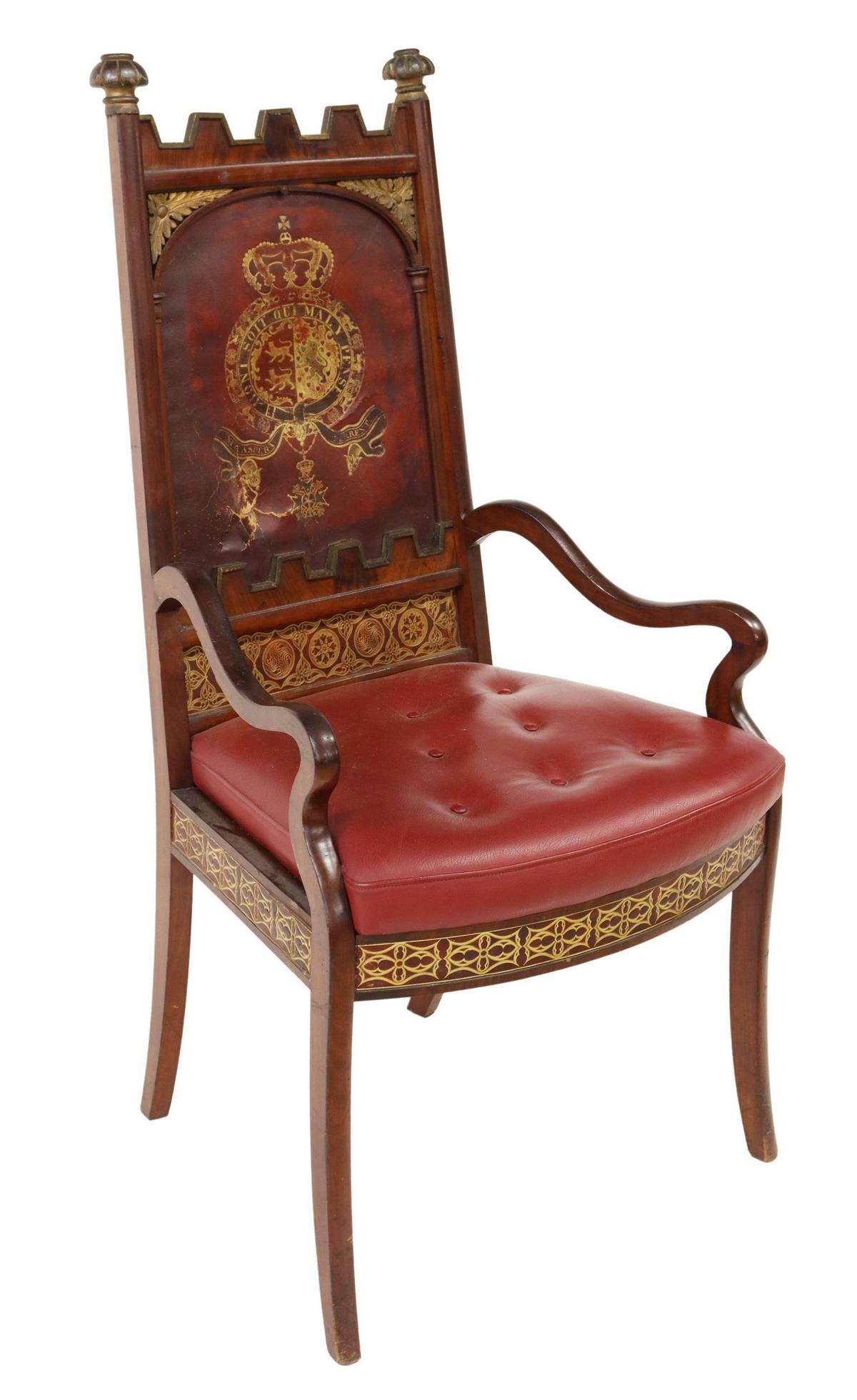 ENGLISH MAHOGANY ORDER OF THE GARTER ARMCHAIR (1 of 4)