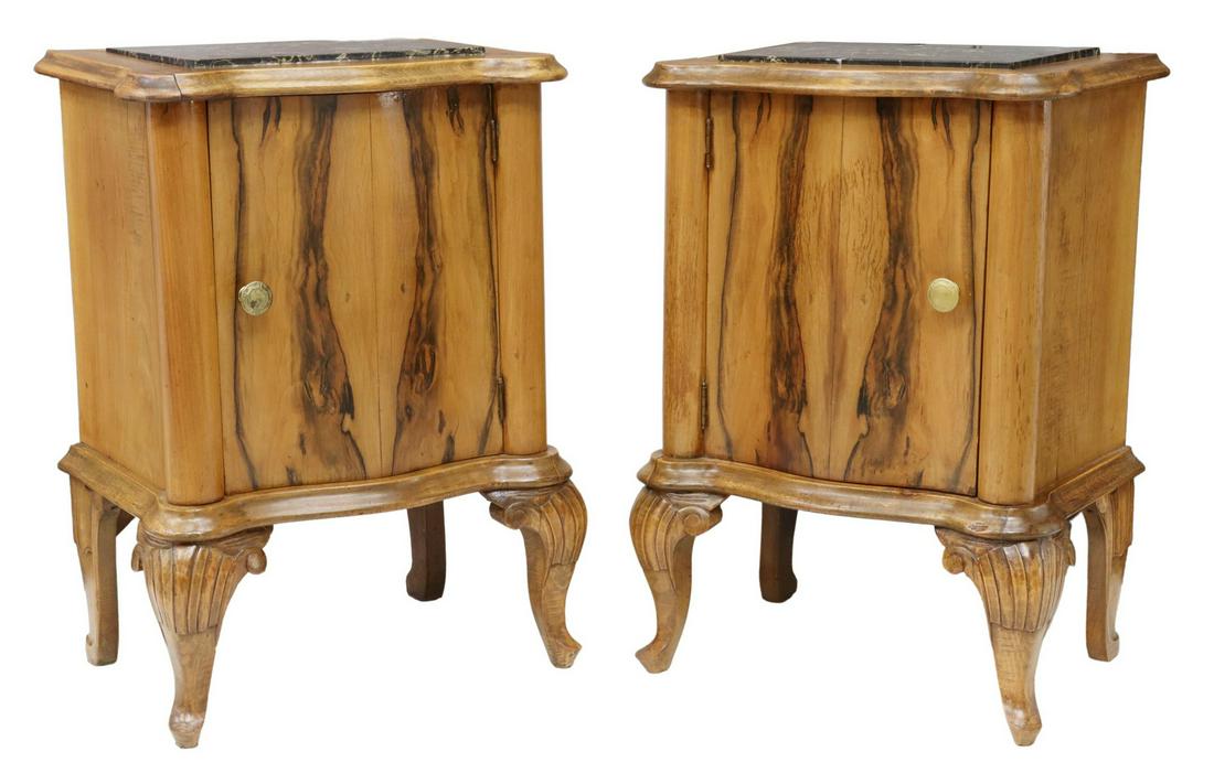 (2) VENETIAN MARBLE-TOP FIGURED BEDSIDE CABINETS (1 of 5)