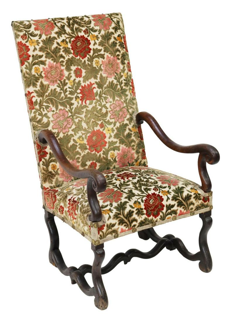 FRENCH LOUIS XIV STYLE UPHOLSTERED FAUTEUIL (1 of 3)