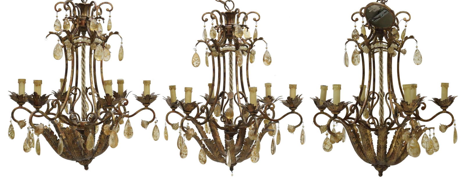 3) GILT METAL & SPECKLED RESIN 6-LIGHT CHANDELIERS (1 of 2)