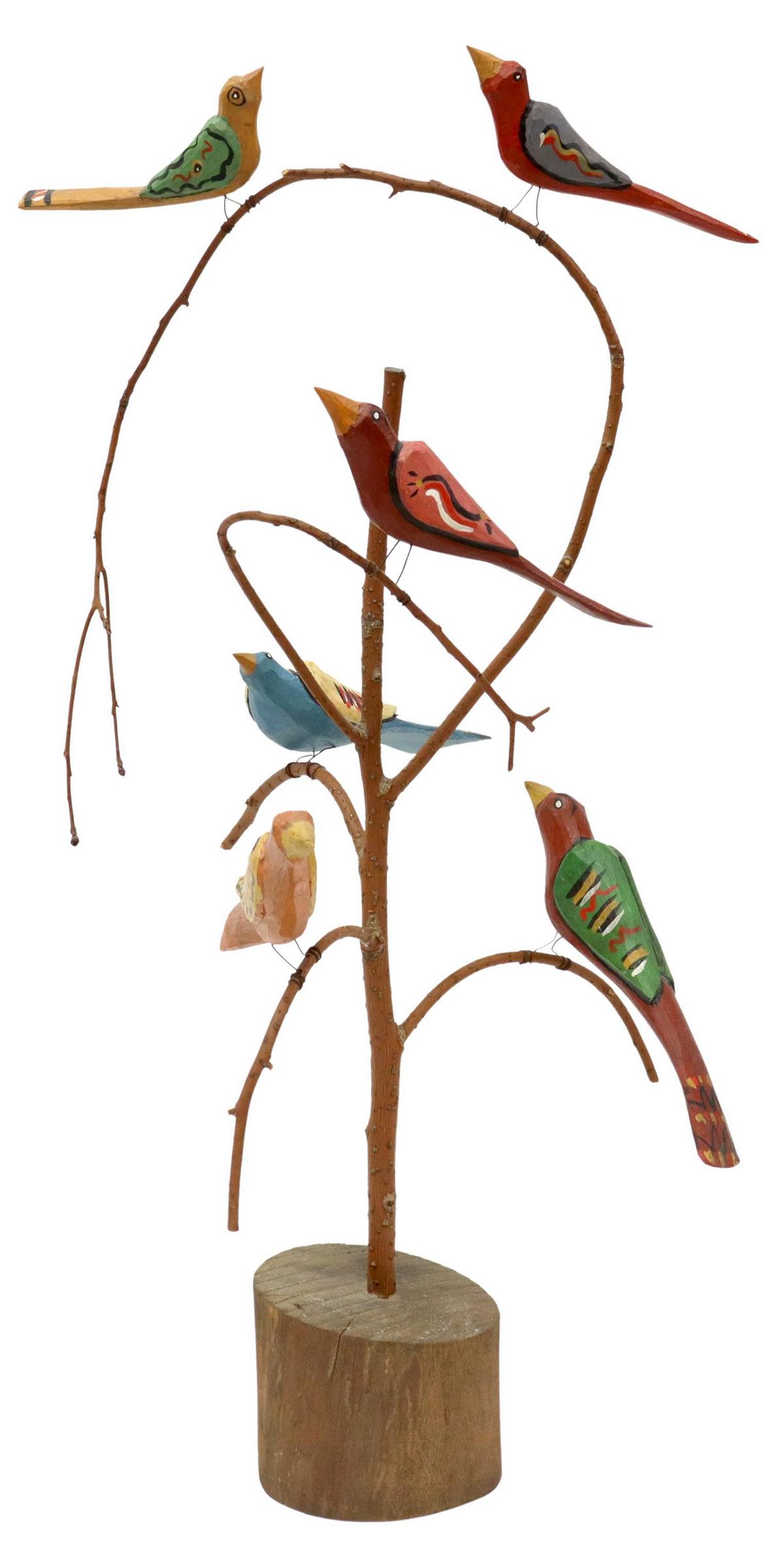 DANIEL STRAWSER PENNSYLVANIA FOLK ART BIRD TREE Barnebys