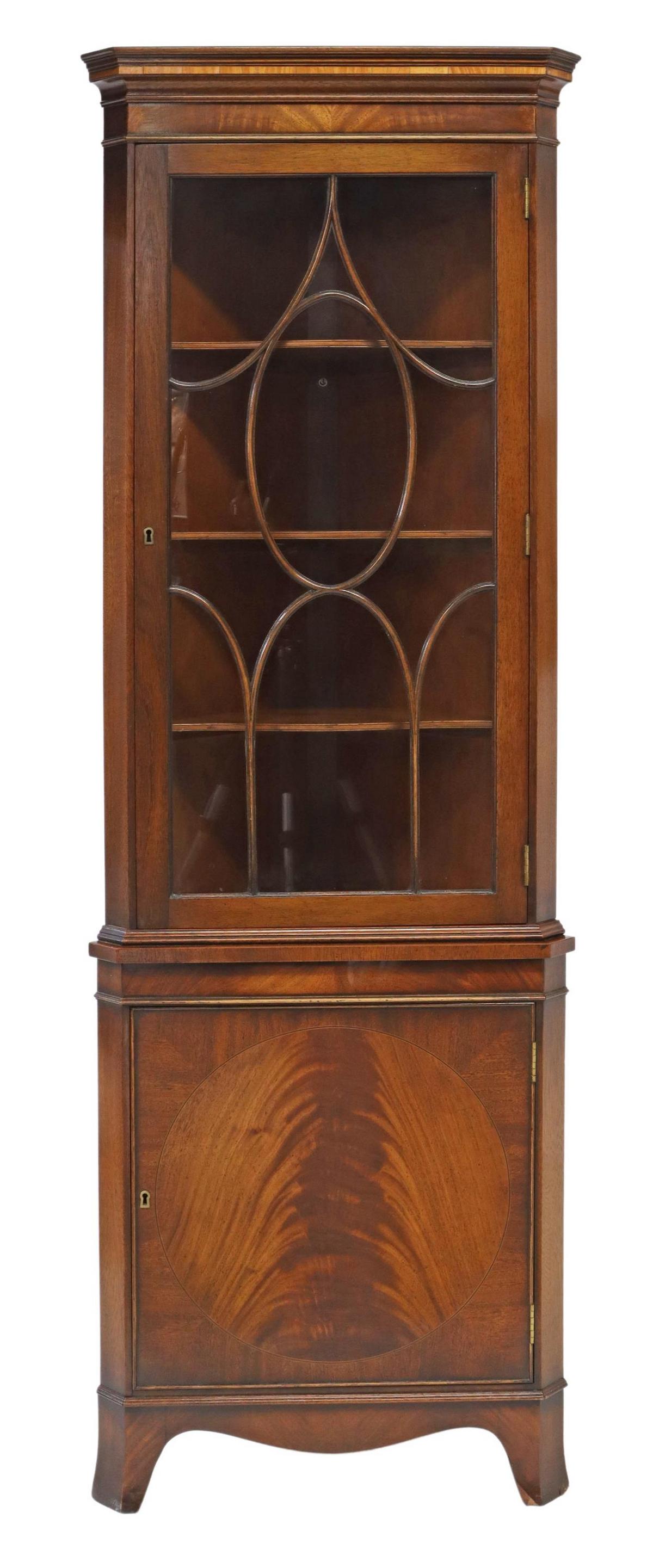 ENGLISH GEORGIAN STYLE MAHOGANY CORNER CABINET (1 of 4)