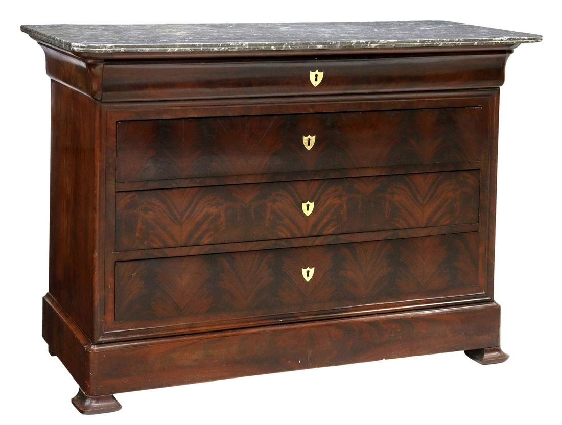 FRENCH LOUIS PHILIPPE PERIOD MAHOGANY COMMODE (1 of 5)