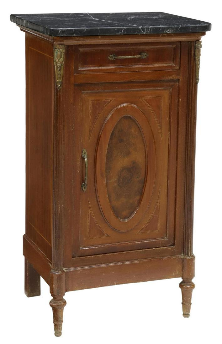 LOUIS XVI STYLE MARBLE-TOP MAHOGANY NIGHTSTAND (1 of 6)