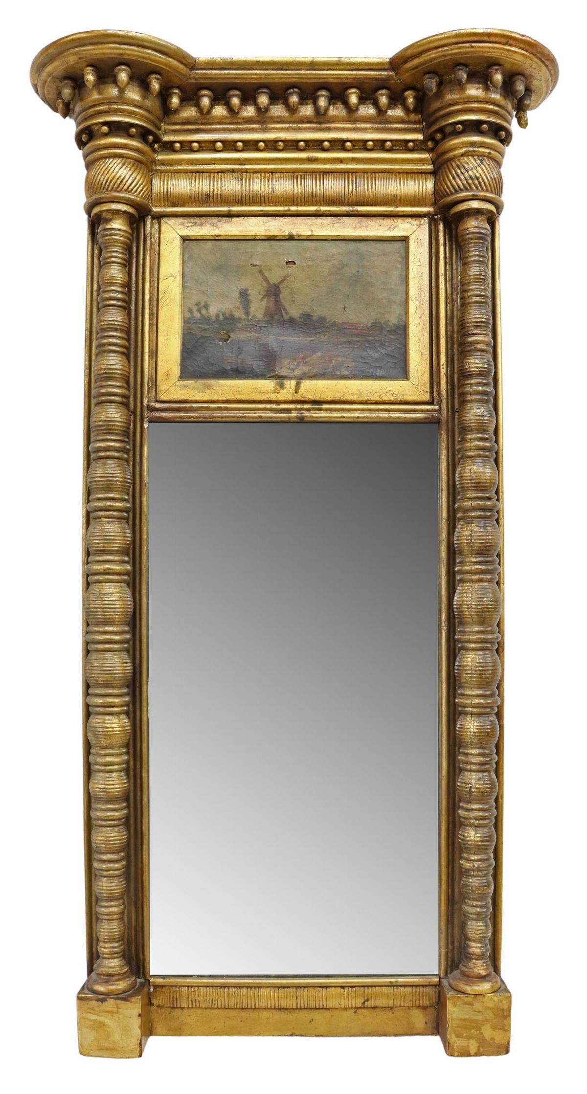 FEDERAL STYLE GILTWOOD TRUMEAU MIRROR, 58.5" X 32" (1 of 4)