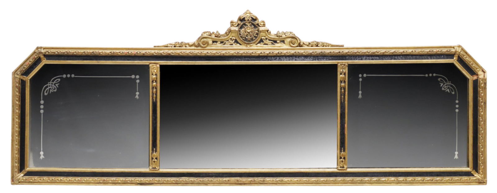AMERICAN GILTWOOD & PAINTED OVERMANTEL MIRROR (1 of 3)