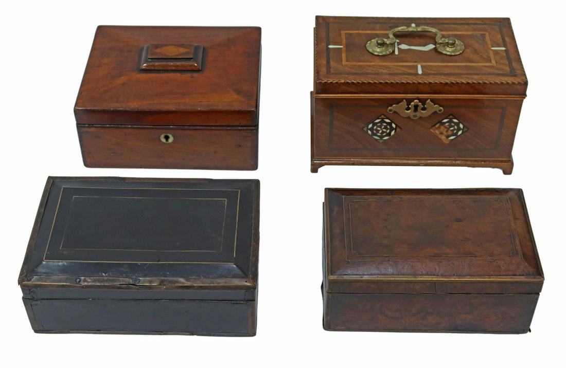 (4) ENGLISH INLAID TEA CADDY & TABLE BOXES (1 of 9)