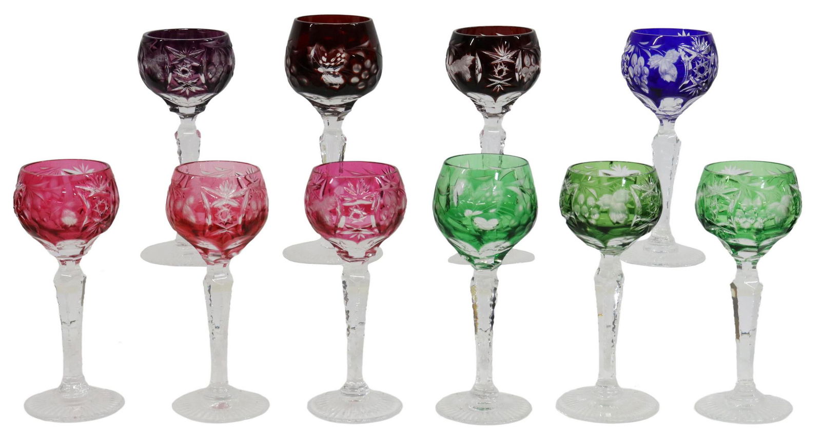 (10) BOHEMIAN CUT-TO-CLEAR GLASS CORDIALS (1 of 3)