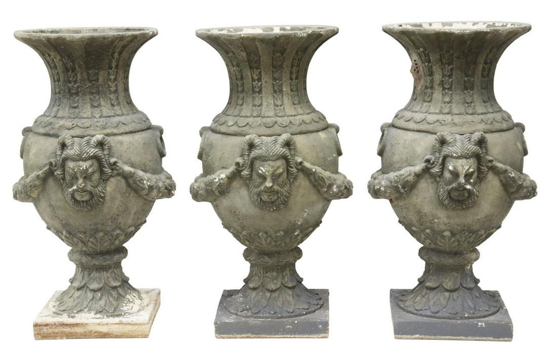 (3) LARGE CAST RESIN GARDEN URN PLANTERS (1 of 3)