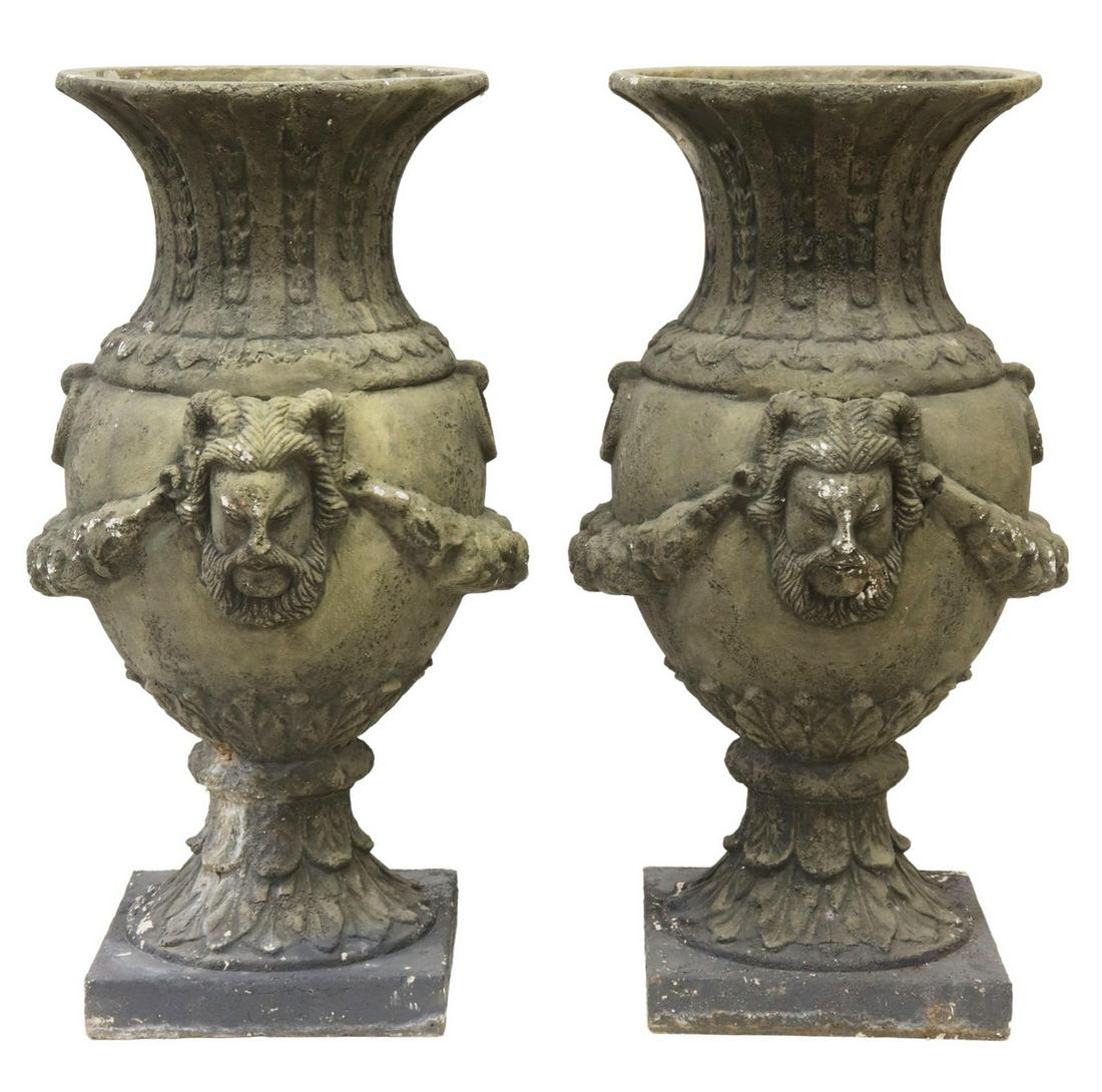 (2) LARGE CAST RESIN GARDEN URN PLANTERS (1 of 3)