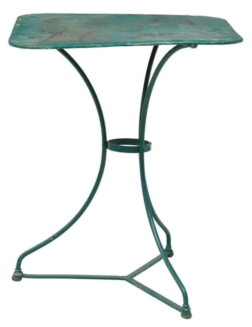 GREEN PAINTED CAST IRON PATIO GARDEN TABLE (1 of 3)