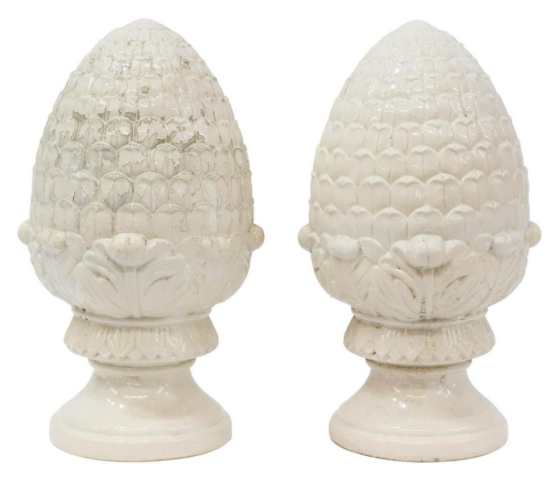 (2) ARCHITECTURAL CAST CERAMIC ACORN PIER FINIALS (1 of 3)