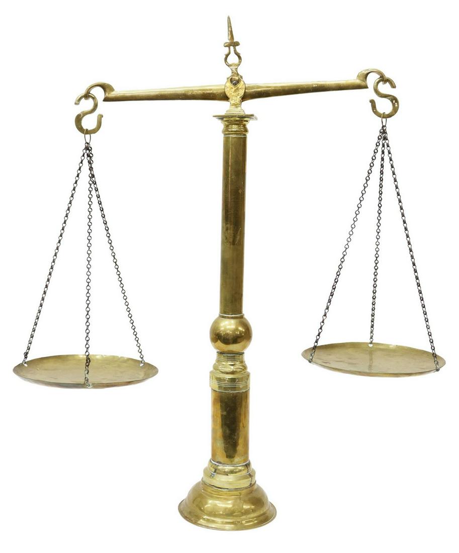 LARGE BRASS BALANCE SCALES (1 of 2)