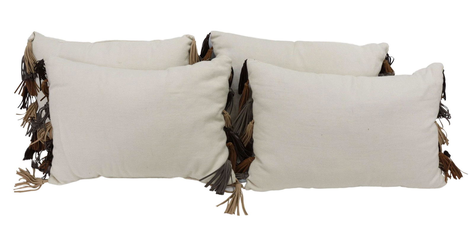 (4) DECORATIVE LINEN & LEATHER TASSLE PILLOWS (1 of 3)