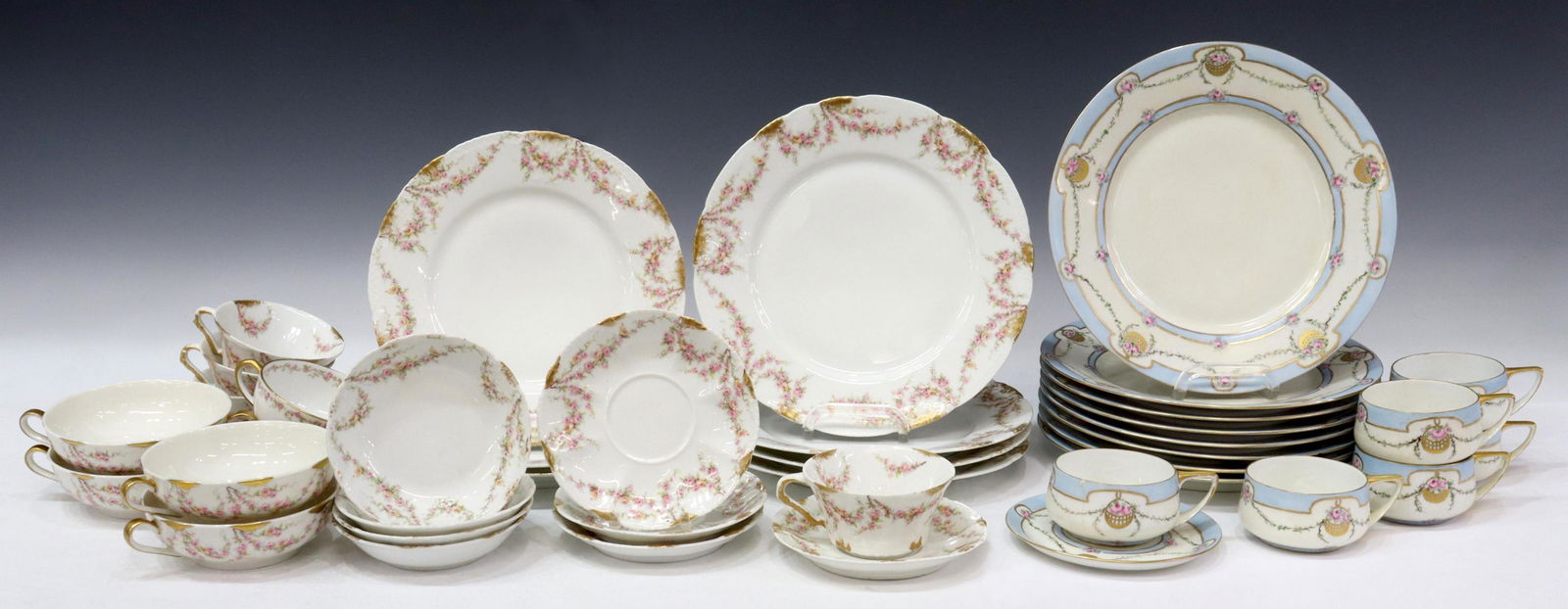 (40) HAVILAND & ROSENTHAL PARTIAL CHINA SERVICES: (lot of 40) Group of Haviland Limoges and Rosenthal china, assembled, including: (25) French Limoges partial service, Theodore Haviland, in the "Varenne" pattern, comprising: (four) dinner plates, app