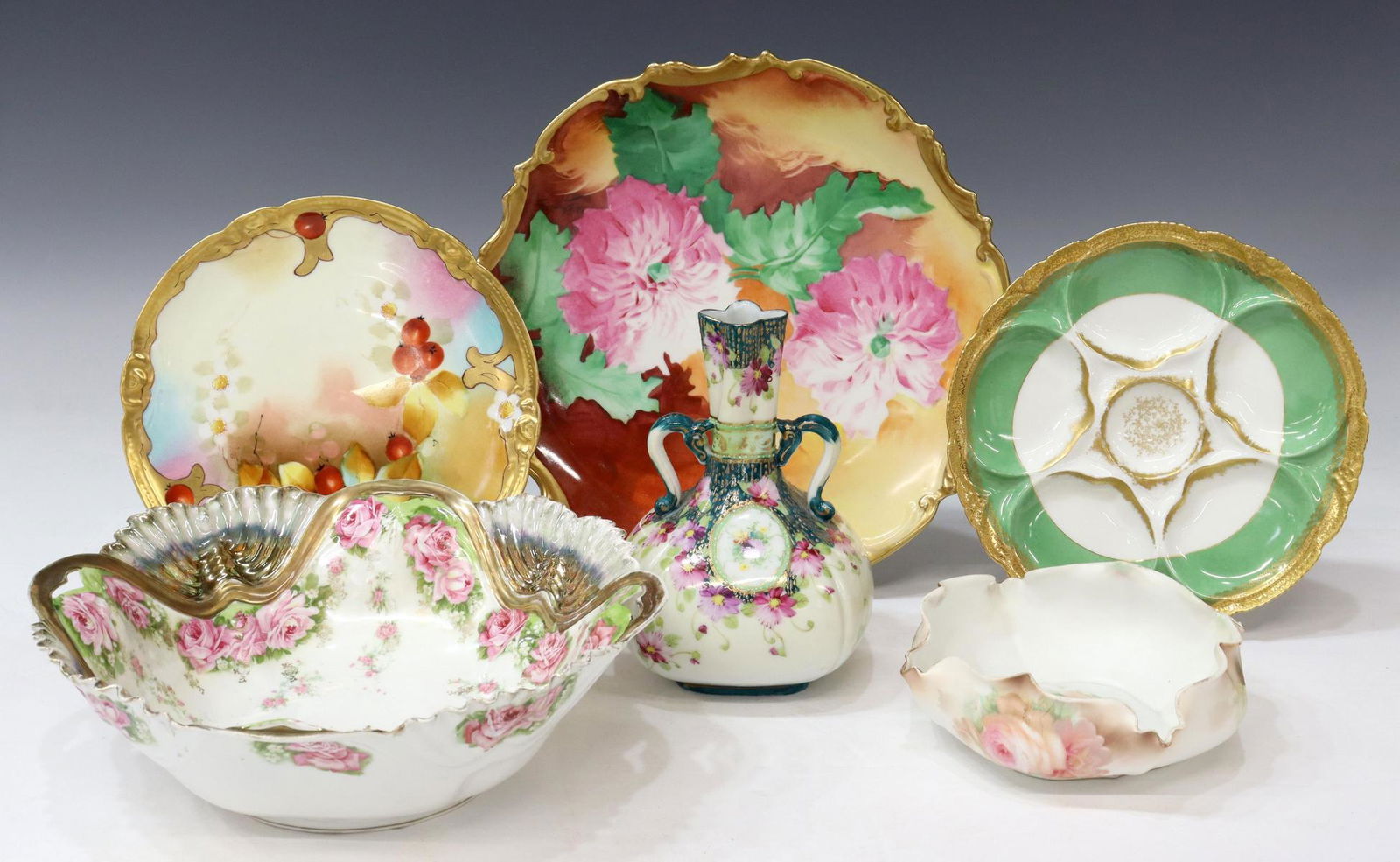 (6) FRENCH & GERMAN PAINTED PORCELAIN SERVICEWARE (1 of 8)