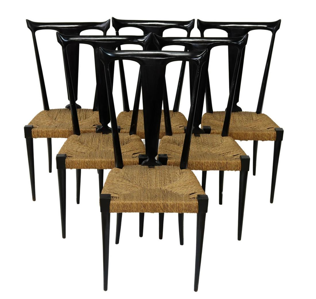 (6) ITALIAN MID-CENTURY EBONIZED DINING CHAIRS (1 of 3)