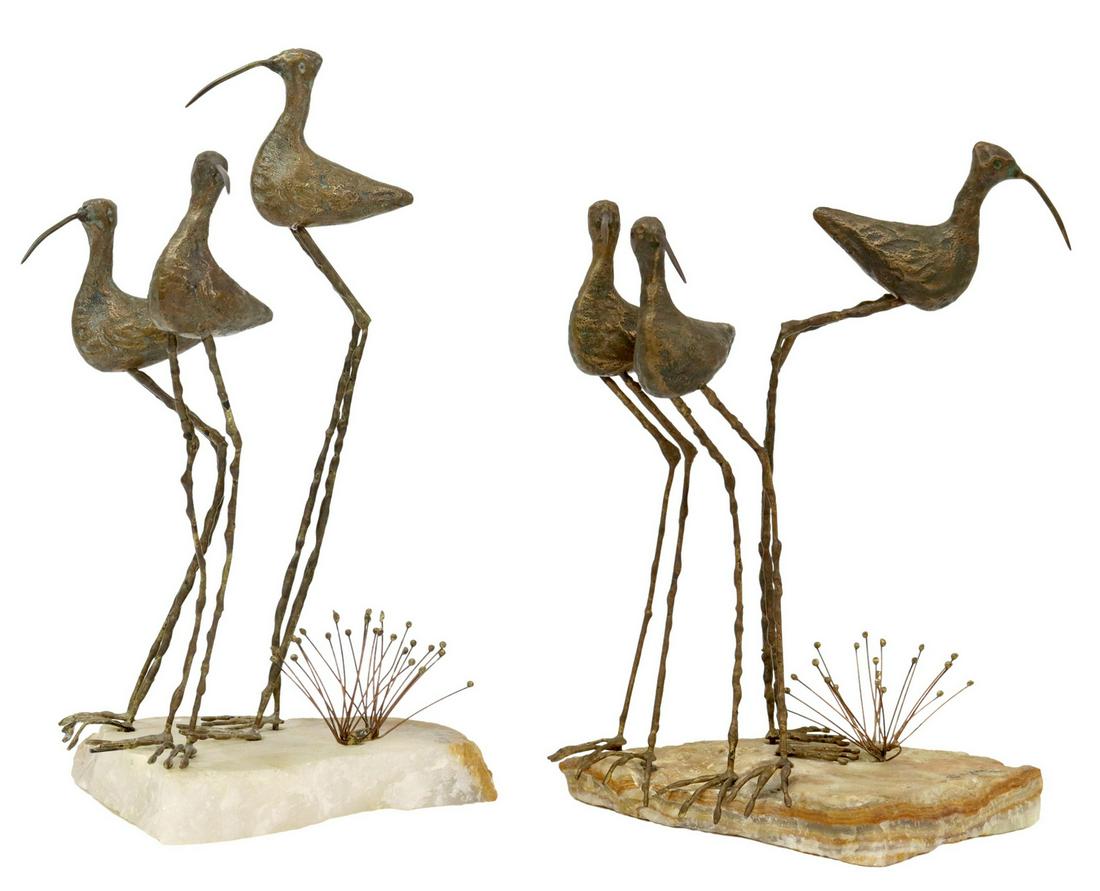 (2) CURTIS JERE, SHORE BIRDS ON ROCK, SCULPTURE (1 of 3)