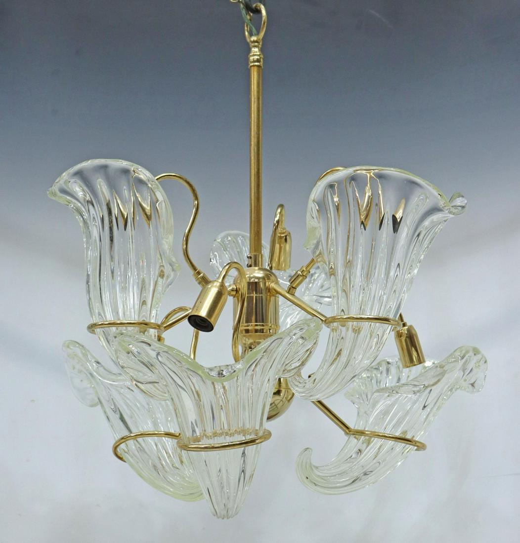 FRANCO LUCE MURANO ART GLASS & BRASS CHANDELIER (1 of 2)