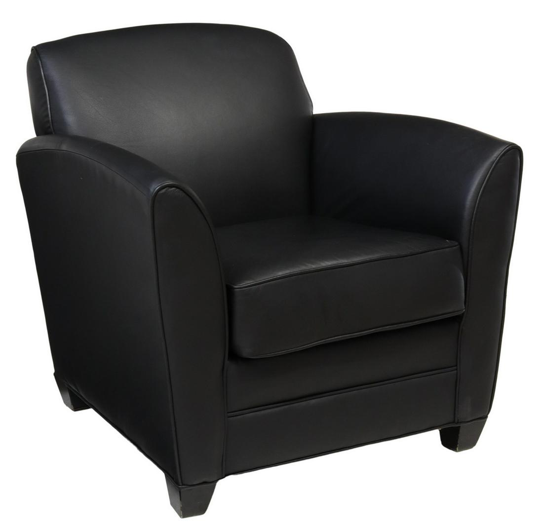 HON BLACK LEATHER 'CIRCULATE' CLUB CHAIR (1 of 4)