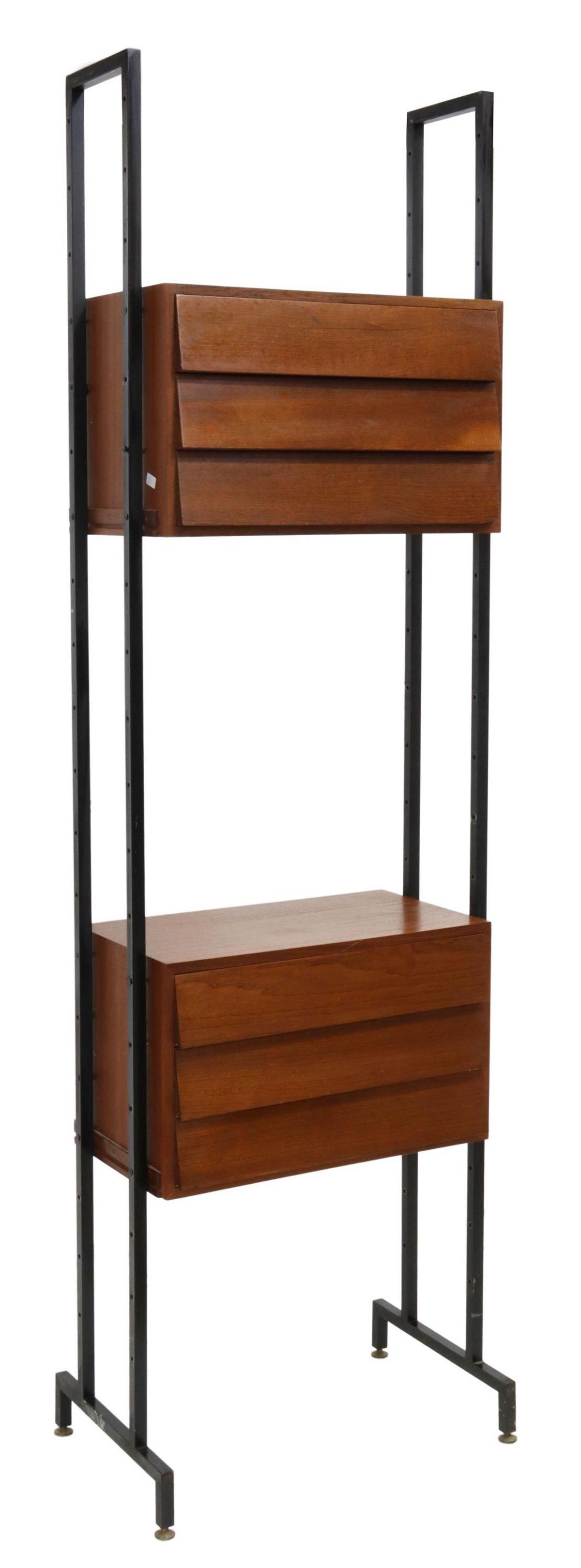 ITALIAN MID-CENTURY MODERN TEAK SINGLE WALL UNIT (1 of 3)