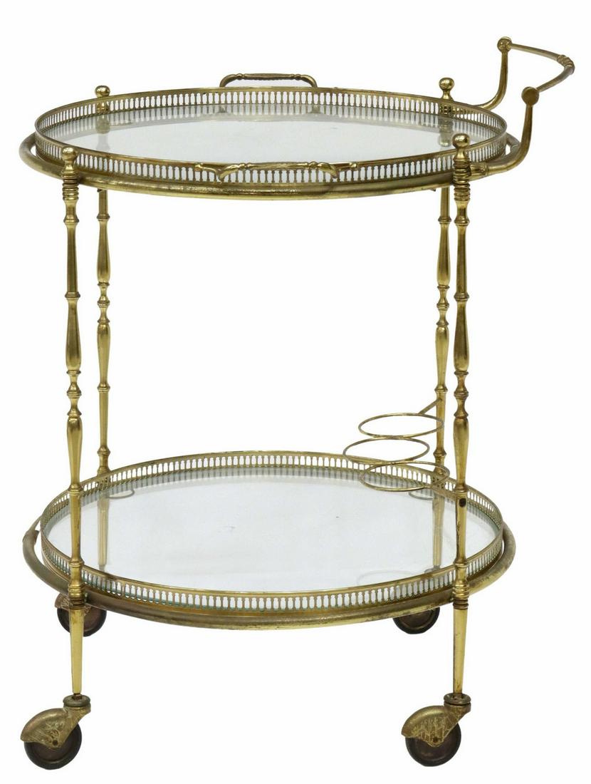 MAISON JANSEN STYLE BRASS TWO-TIER SERVICE CART (1 of 3)