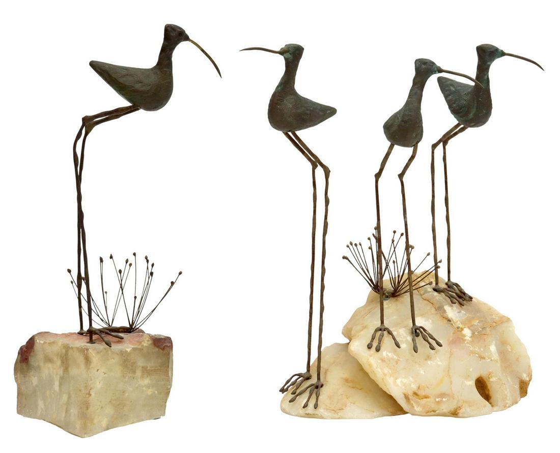 (2) CURTIS JERE, SHORE BIRDS ON ROCK, SCULPTURE (1 of 3)