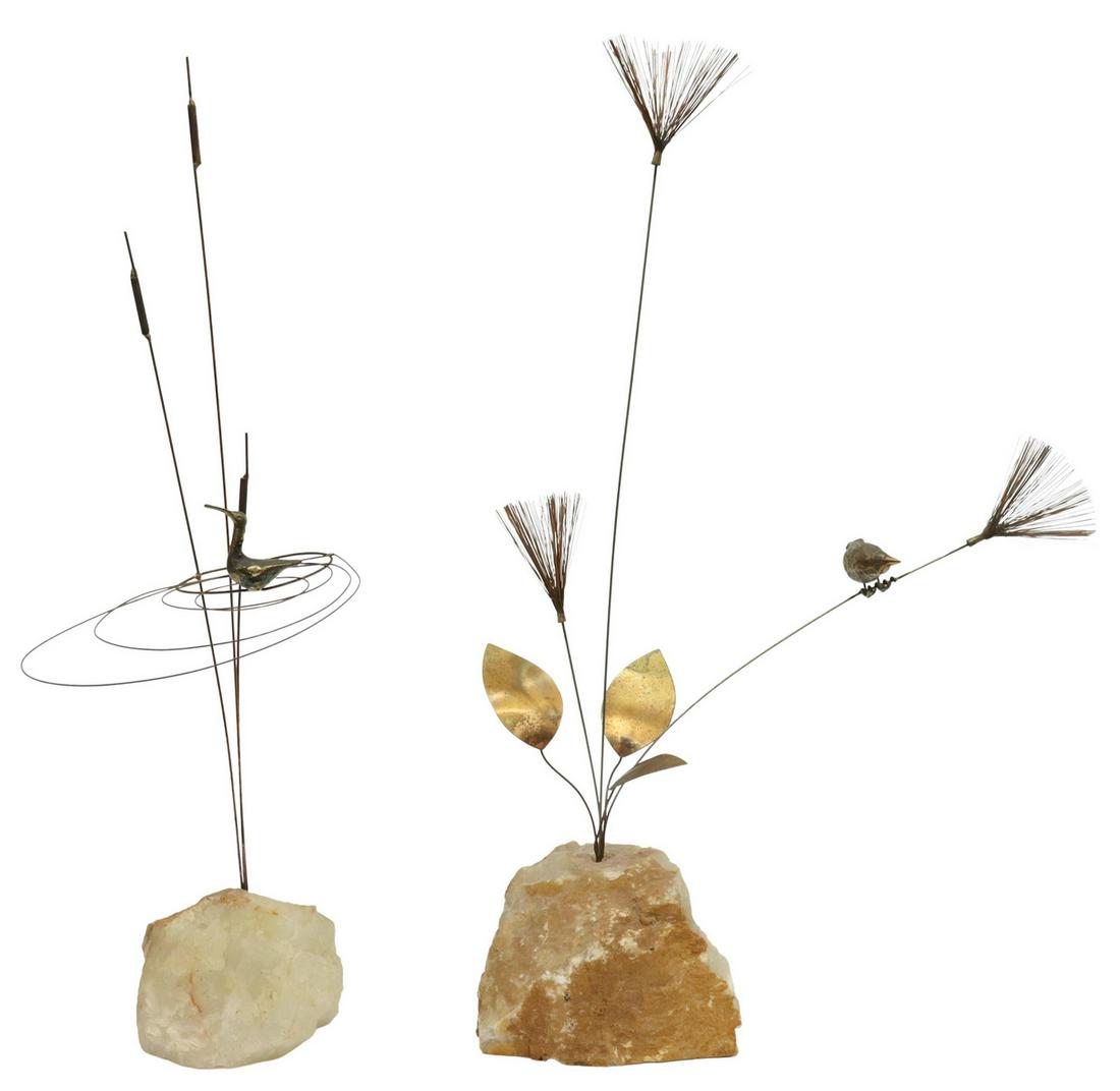 (2) CURTIS JERE, METAL & STONE BIRD SCULPTURES (1 of 5)