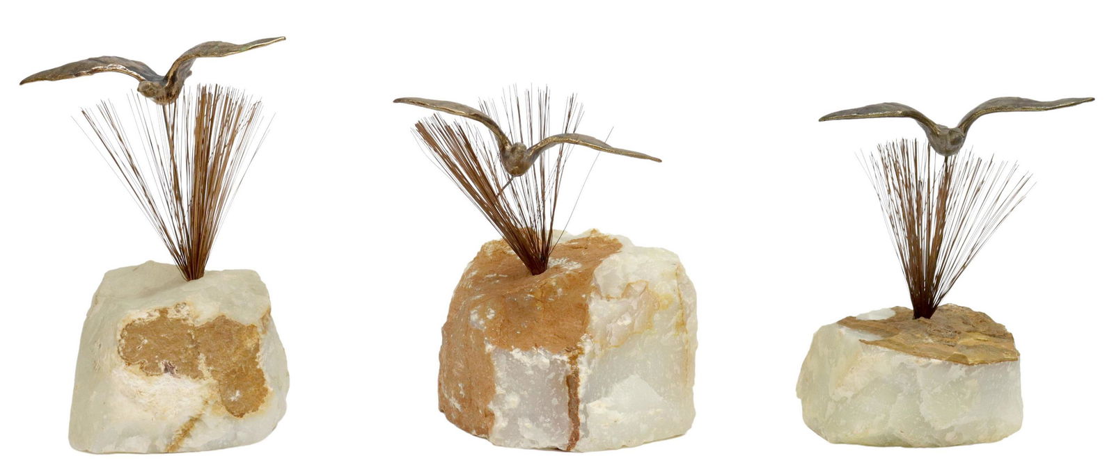 (3) CURTIS JERE, SEA BIRD, METAL & STONE SCULPTURE (1 of 3)