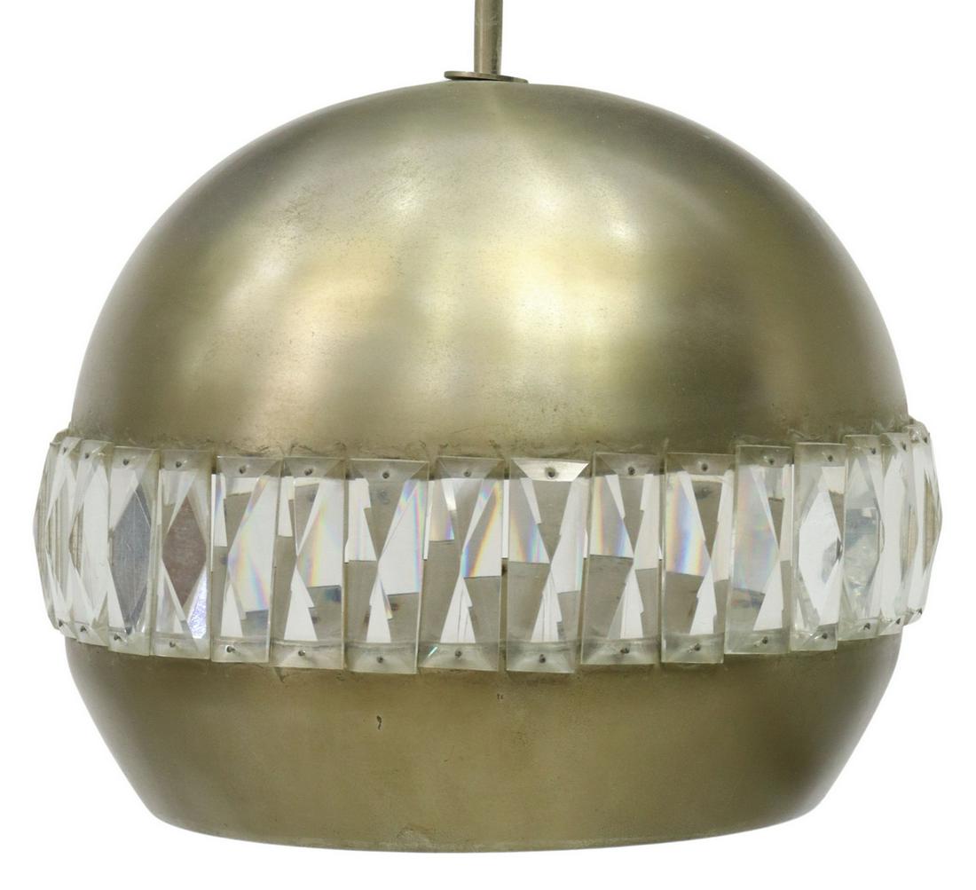 ITALIAN MID-CENTURY METAL & CRYSTAL PENDANT LIGHT (1 of 2)