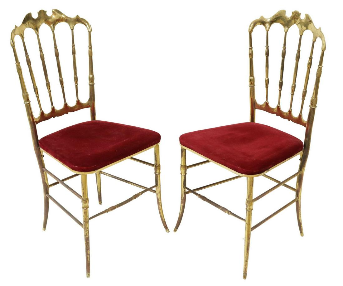(2) VINTAGE ITALIAN CHIAVARI BRASS SIDE CHAIRS (1 of 3)