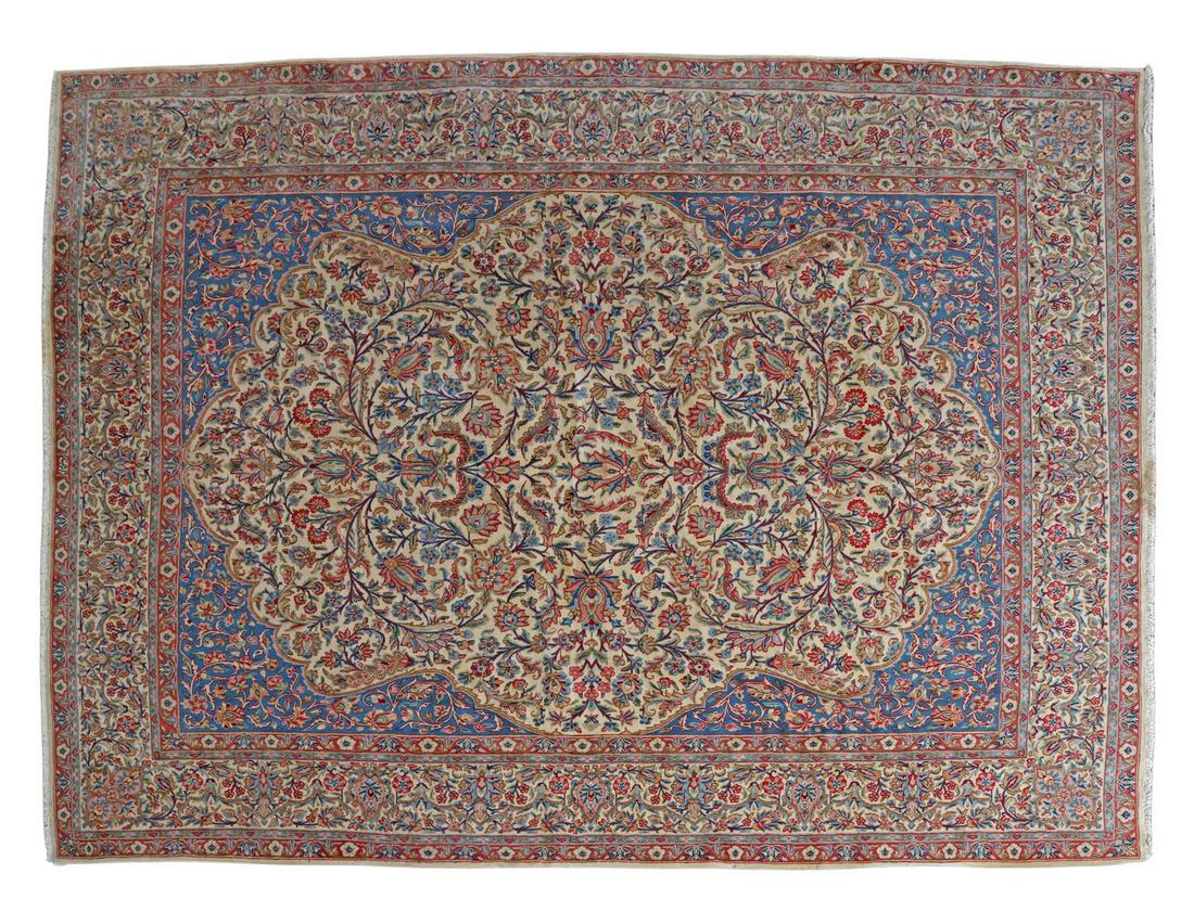 PERSIAN HAND TIED KERMAN RUG APPROX 13.9"L, 9'11"W (1 of 3)
